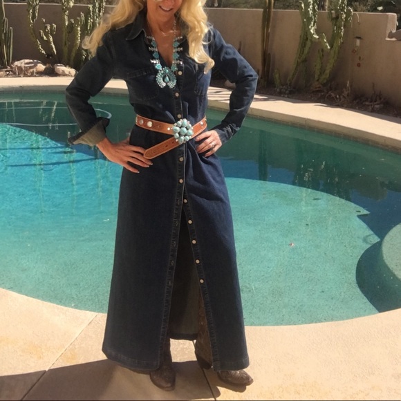sold   Vintage Denim Maxi dress - Picture 2 of 4